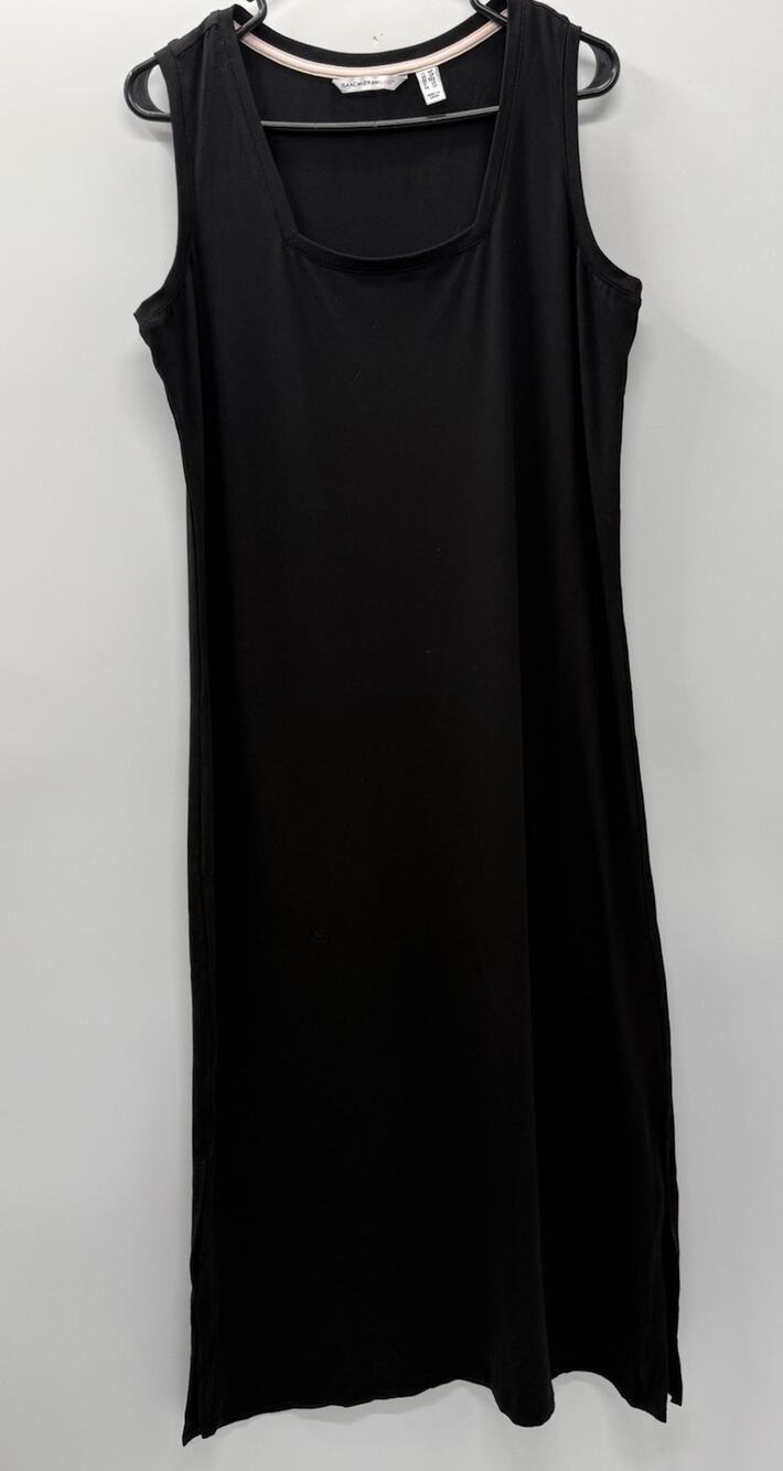 Isaac Mizrahi Live Black Sleeveless Midi Dress Petite Medium Side Slit Stretch